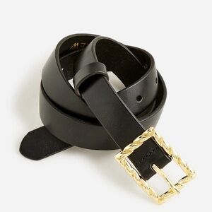 NWT J. Crew Classic Italian Leather Black Belt with Twisted Gold Buckle (s)